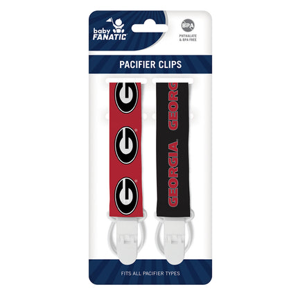 Georgia Bulldogs NCAA Pacifier Clip 2-Pack