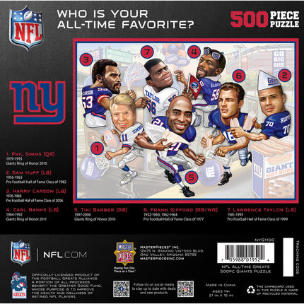 New York Giants - All Time Greats 500 Piece Jigsaw Puzzle