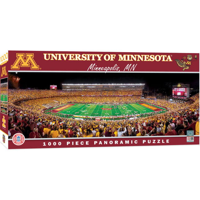 Minnesota Golden Gophers - 1000 Piece Panoramic Jigsaw Puzzle - Nighttime