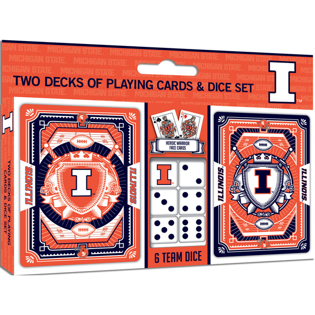 Illinois Fighting Illini - 2-Pack Playing Cards & Dice Set