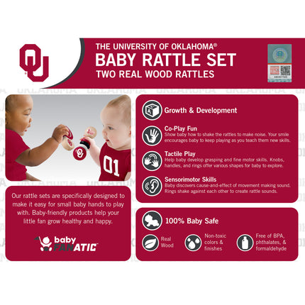 Oklahoma Sooners - Baby Rattles 2-Pack