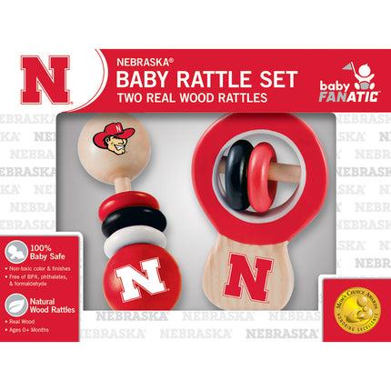 Nebraska Cornhuskers NCAA Wood Rattle 2-Pack